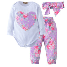 Load image into Gallery viewer, 3Pcs Newborn Baby Girl Clothes Set Fashion Autumn Cotton Letter T-shirt Pants Headband Fall Toddler Infant Outfits Clothing Suit
