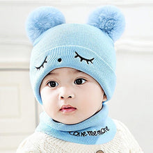 Load image into Gallery viewer, Autumn Winter Children Hats Pom Pom Ball Hat Kids Beanies Cap Girls Boys Warm Wool Hooded Hat Baby Scarves Toddler Caps
