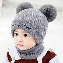 Load image into Gallery viewer, Autumn Winter Children Hats Pom Pom Ball Hat Kids Beanies Cap Girls Boys Warm Wool Hooded Hat Baby Scarves Toddler Caps
