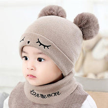 Load image into Gallery viewer, Autumn Winter Children Hats Pom Pom Ball Hat Kids Beanies Cap Girls Boys Warm Wool Hooded Hat Baby Scarves Toddler Caps
