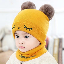 Load image into Gallery viewer, Autumn Winter Children Hats Pom Pom Ball Hat Kids Beanies Cap Girls Boys Warm Wool Hooded Hat Baby Scarves Toddler Caps
