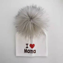 Load image into Gallery viewer, girl newborn cotton hats baby pom pom photo props i love mama papa children's kids hat  boy toddler girl cap bonnet infant hats
