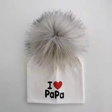 Load image into Gallery viewer, girl newborn cotton hats baby pom pom photo props i love mama papa children's kids hat  boy toddler girl cap bonnet infant hats

