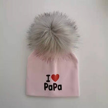 Load image into Gallery viewer, girl newborn cotton hats baby pom pom photo props i love mama papa children's kids hat  boy toddler girl cap bonnet infant hats
