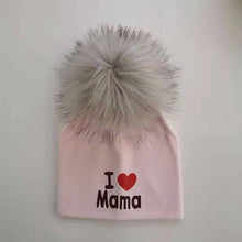 Load image into Gallery viewer, girl newborn cotton hats baby pom pom photo props i love mama papa children's kids hat  boy toddler girl cap bonnet infant hats
