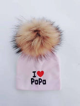 Load image into Gallery viewer, girl newborn cotton hats baby pom pom photo props i love mama papa children's kids hat  boy toddler girl cap bonnet infant hats
