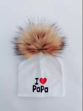 Load image into Gallery viewer, girl newborn cotton hats baby pom pom photo props i love mama papa children's kids hat  boy toddler girl cap bonnet infant hats
