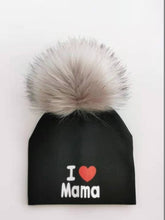 Load image into Gallery viewer, girl newborn cotton hats baby pom pom photo props i love mama papa children's kids hat  boy toddler girl cap bonnet infant hats
