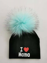 Load image into Gallery viewer, girl newborn cotton hats baby pom pom photo props i love mama papa children's kids hat  boy toddler girl cap bonnet infant hats

