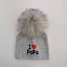 Load image into Gallery viewer, girl newborn cotton hats baby pom pom photo props i love mama papa children's kids hat  boy toddler girl cap bonnet infant hats
