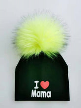 Load image into Gallery viewer, girl newborn cotton hats baby pom pom photo props i love mama papa children's kids hat  boy toddler girl cap bonnet infant hats

