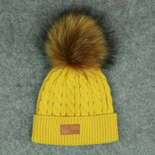 Load image into Gallery viewer, 2020 New Fashion Children Winter Hats Baby Kids Girl Solid Knitted Beanies Caps Hair Ball Thick Baby Boys Girls Winter Warm Hat

