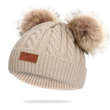 Load image into Gallery viewer, 2020 New Fashion Children Winter Hats Baby Kids Girl Solid Knitted Beanies Caps Hair Ball Thick Baby Boys Girls Winter Warm Hat

