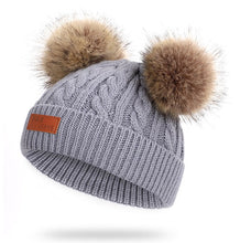 Load image into Gallery viewer, 2020 New Fashion Children Winter Hats Baby Kids Girl Solid Knitted Beanies Caps Hair Ball Thick Baby Boys Girls Winter Warm Hat
