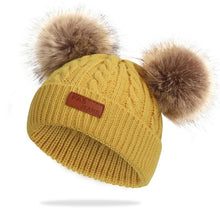 Load image into Gallery viewer, 2020 New Fashion Children Winter Hats Baby Kids Girl Solid Knitted Beanies Caps Hair Ball Thick Baby Boys Girls Winter Warm Hat
