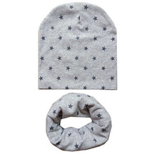 Load image into Gallery viewer, 2Pcs/Set Cotton Baby Hat Scarf Spring Star Print Children Caps Scarves Boys Girls Warm Beanie Collar Set Autumn Children Hat Set
