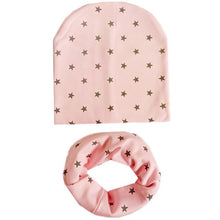 Load image into Gallery viewer, 2Pcs/Set Cotton Baby Hat Scarf Spring Star Print Children Caps Scarves Boys Girls Warm Beanie Collar Set Autumn Children Hat Set

