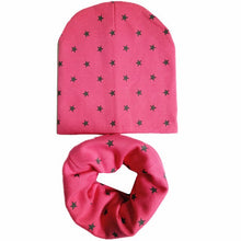 Load image into Gallery viewer, 2Pcs/Set Cotton Baby Hat Scarf Spring Star Print Children Caps Scarves Boys Girls Warm Beanie Collar Set Autumn Children Hat Set

