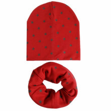 Load image into Gallery viewer, 2Pcs/Set Cotton Baby Hat Scarf Spring Star Print Children Caps Scarves Boys Girls Warm Beanie Collar Set Autumn Children Hat Set
