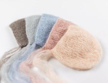 Load image into Gallery viewer, Handcraft Baby hand Knit Mohair Bonnet ,Baby Photography Props. Photography prop.on Baby Shower Gift

