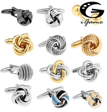 Load image into Gallery viewer, Free shipping Black Cufflinks for men fashion knot design top quality copper hotsale cufflinks whoelsale&amp;retail
