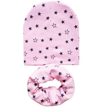 Load image into Gallery viewer, Baby Hat Infant Caps Cotton Scarf Baby Beanies Love Heart Print Spring Autumn Children Hat Scarf Set Baby Girls Hats Photo Props
