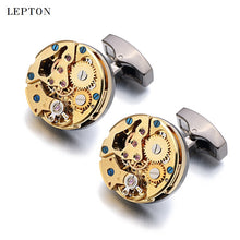 Load image into Gallery viewer, Hot Watch Movement Cufflinks for immovable Stainless Steel Steampunk Gear Watch Mechanism Cuff links for Mens Relojes gemelos

