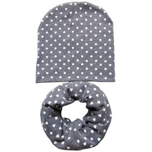 Load image into Gallery viewer, Baby Hat Infant Caps Cotton Scarf Baby Beanies Love Heart Print Spring Autumn Children Hat Scarf Set Baby Girls Hats Photo Props

