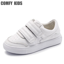 Load image into Gallery viewer, Comfy kids Genuine Leather Sneakers shoes for children's shoes flat with girls boys sneakers size 21-36 High quality sneakers
