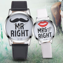 Load image into Gallery viewer, LinTimes Stylish Mr Right/Mrs Right Quartz Watch Lovers Casual Wristwatch Ornament Gift
