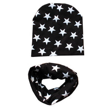 Load image into Gallery viewer, 2Pcs/Set Cotton Baby Hat Scarf Spring Star Print Children Caps Scarves Boys Girls Warm Beanie Collar Set Autumn Children Hat Set
