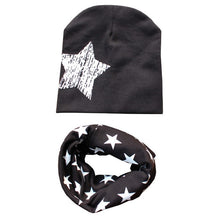 Load image into Gallery viewer, 2Pcs/Set Cotton Baby Hat Scarf Spring Star Print Children Caps Scarves Boys Girls Warm Beanie Collar Set Autumn Children Hat Set
