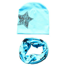 Load image into Gallery viewer, 2Pcs/Set Cotton Baby Hat Scarf Spring Star Print Children Caps Scarves Boys Girls Warm Beanie Collar Set Autumn Children Hat Set
