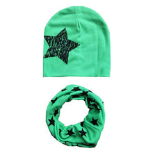 Load image into Gallery viewer, 2Pcs/Set Cotton Baby Hat Scarf Spring Star Print Children Caps Scarves Boys Girls Warm Beanie Collar Set Autumn Children Hat Set
