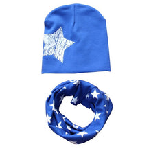Load image into Gallery viewer, 2Pcs/Set Cotton Baby Hat Scarf Spring Star Print Children Caps Scarves Boys Girls Warm Beanie Collar Set Autumn Children Hat Set
