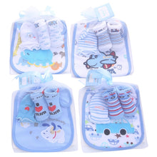 Load image into Gallery viewer, 1 bag Baby Cotton Bibs Towel Socks Sets Newborn Kids Burp Cloths+Socks +Anti-scratch Gloves Boys Girls Christmas Birthday Gift
