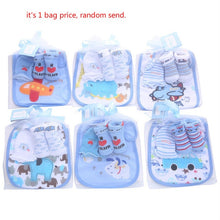 Load image into Gallery viewer, 1 bag Baby Cotton Bibs Towel Socks Sets Newborn Kids Burp Cloths+Socks +Anti-scratch Gloves Boys Girls Christmas Birthday Gift
