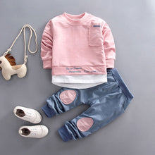 Load image into Gallery viewer, Fall baby boys girls clothing set T-shirt tops pant tracksuits for newborn baby boy girls outfits Pullover overalls clothes sets
