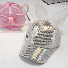 Load image into Gallery viewer, Cute Baby Hat Spring Summer Baby Girl Baseball Cap Glitter Sequin Rabbit Ear Pearl Kids Hat Girls Sun Hats for Children

