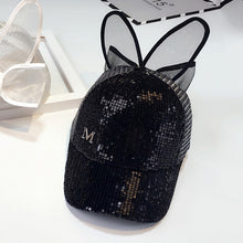 Load image into Gallery viewer, Cute Baby Hat Spring Summer Baby Girl Baseball Cap Glitter Sequin Rabbit Ear Pearl Kids Hat Girls Sun Hats for Children
