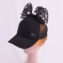 Load image into Gallery viewer, Cute Baby Hat Spring Summer Baby Girl Baseball Cap Glitter Sequin Rabbit Ear Pearl Kids Hat Girls Sun Hats for Children
