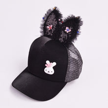 Load image into Gallery viewer, Cute Baby Hat Spring Summer Baby Girl Baseball Cap Glitter Sequin Rabbit Ear Pearl Kids Hat Girls Sun Hats for Children
