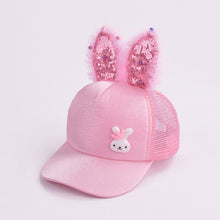 Load image into Gallery viewer, Cute Baby Hat Spring Summer Baby Girl Baseball Cap Glitter Sequin Rabbit Ear Pearl Kids Hat Girls Sun Hats for Children
