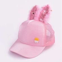 Load image into Gallery viewer, Cute Baby Hat Spring Summer Baby Girl Baseball Cap Glitter Sequin Rabbit Ear Pearl Kids Hat Girls Sun Hats for Children
