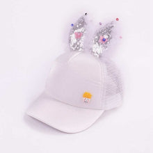 Load image into Gallery viewer, Cute Baby Hat Spring Summer Baby Girl Baseball Cap Glitter Sequin Rabbit Ear Pearl Kids Hat Girls Sun Hats for Children
