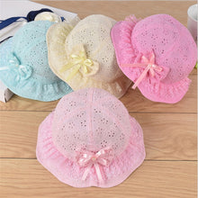 Load image into Gallery viewer, New Children Summer Panama Hollow Caps Baby Girls Fisherman Hat Kids Girls Bowknot Pearl Hat Fashion Baby Bucket Sun Hat Floral
