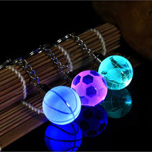 Load image into Gallery viewer, New Crystal Led Light Keychain Car Key Chain Key Ring Football Basketball Earth Ball Pendant Keyring For Favorite Sportsman Gift
